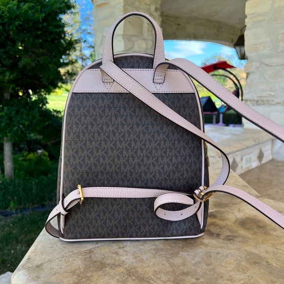 Michael Kors Md signature Abbey backpack&wallet set Brown soft pink NWT - Picture 5 of 15